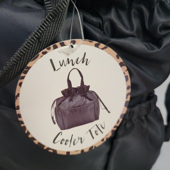 Arcadia Beauty NEW Lunch Cooler Tote bag Black pockets drawstring Nylon NWT - Picture 10 of 11